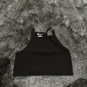 No Boundaries Black Sleeveless Fitted Crop Tank Top